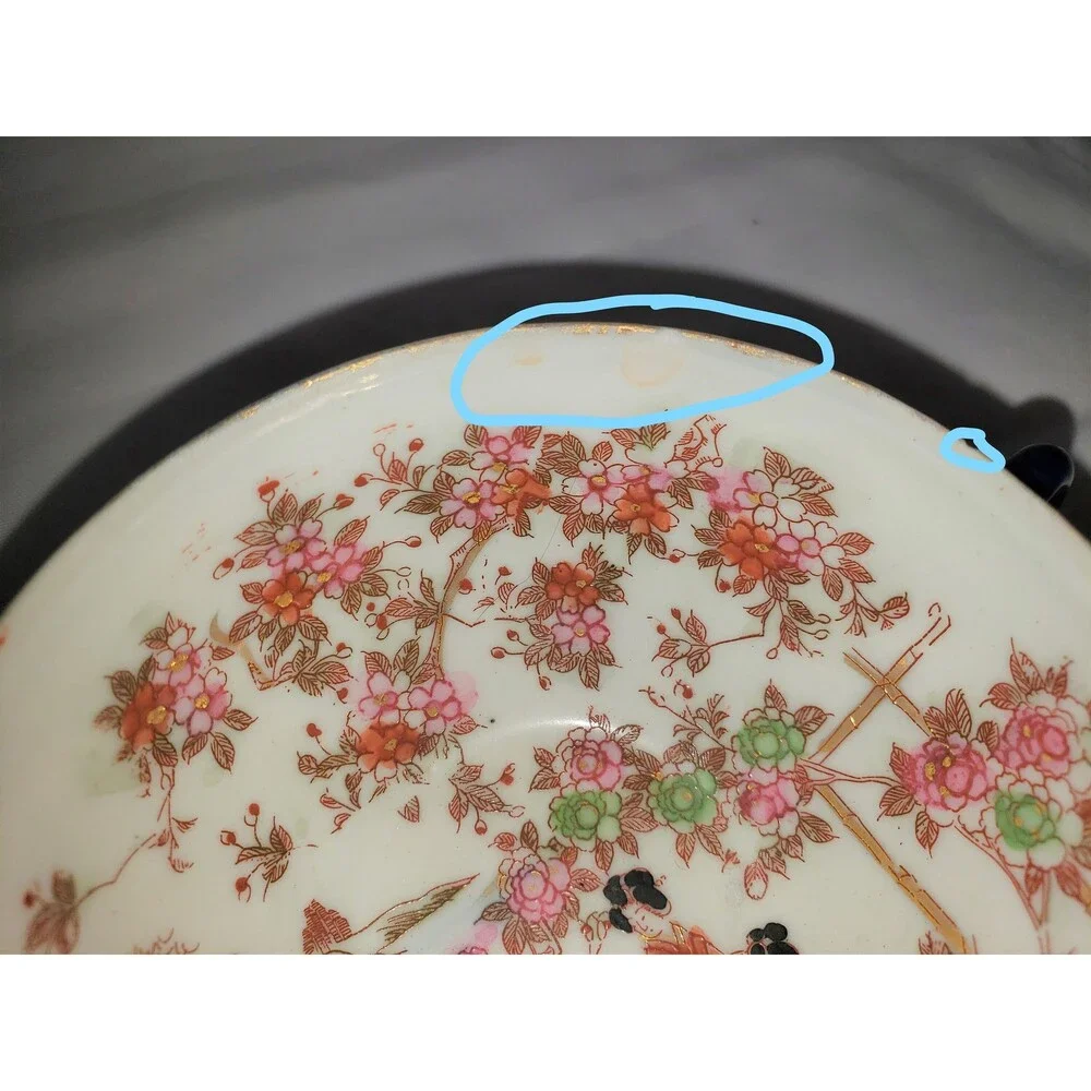 Hand Painted Moriage Vintage Geisha Teacup & Saucer Japan 1950s Vintage Japan